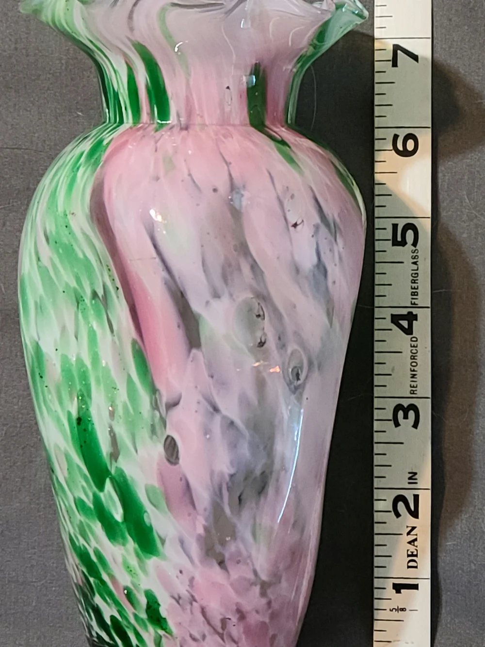 Fenton Pink and Green Art Glass Vase